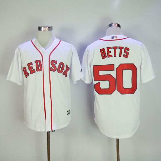 Men Boston Red Sox #50 Mookie Betts White Game MLB Jerseys